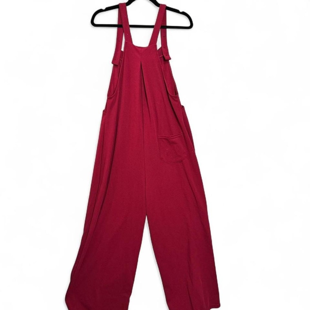 Halara Pockets Waffle Casual Overalls Red Wide Leg Sz S Dopamine Athleisure - Picture 3 of 7